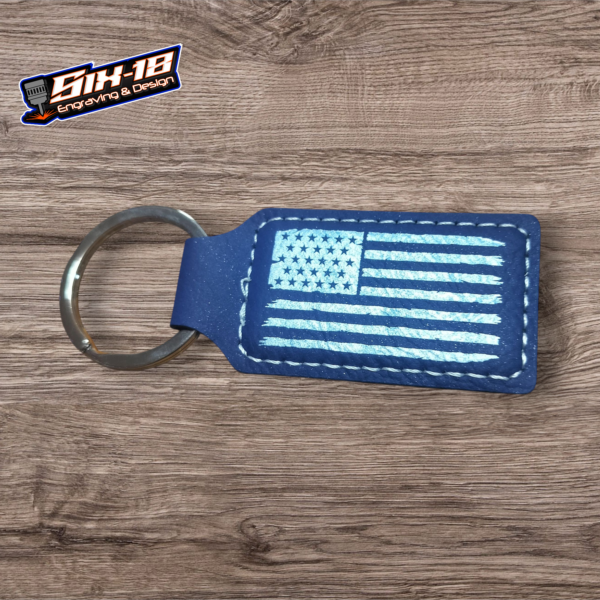American Flag Leatherette Keychain