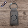 Peace Sign Leatherette Keychain