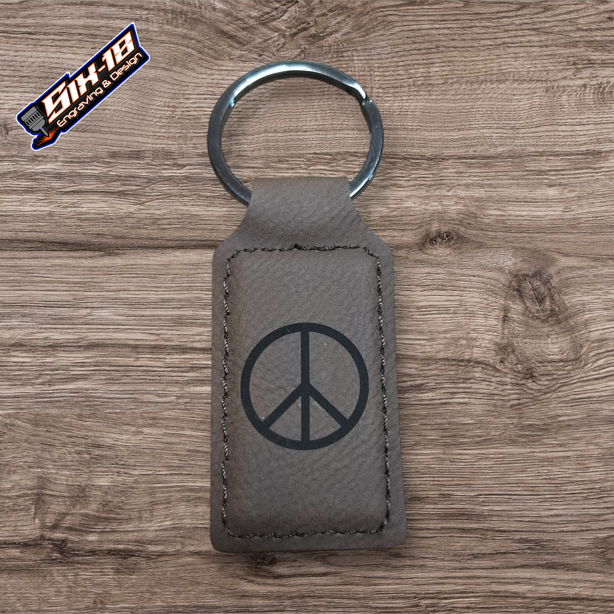 Peace Sign Leatherette Keychain