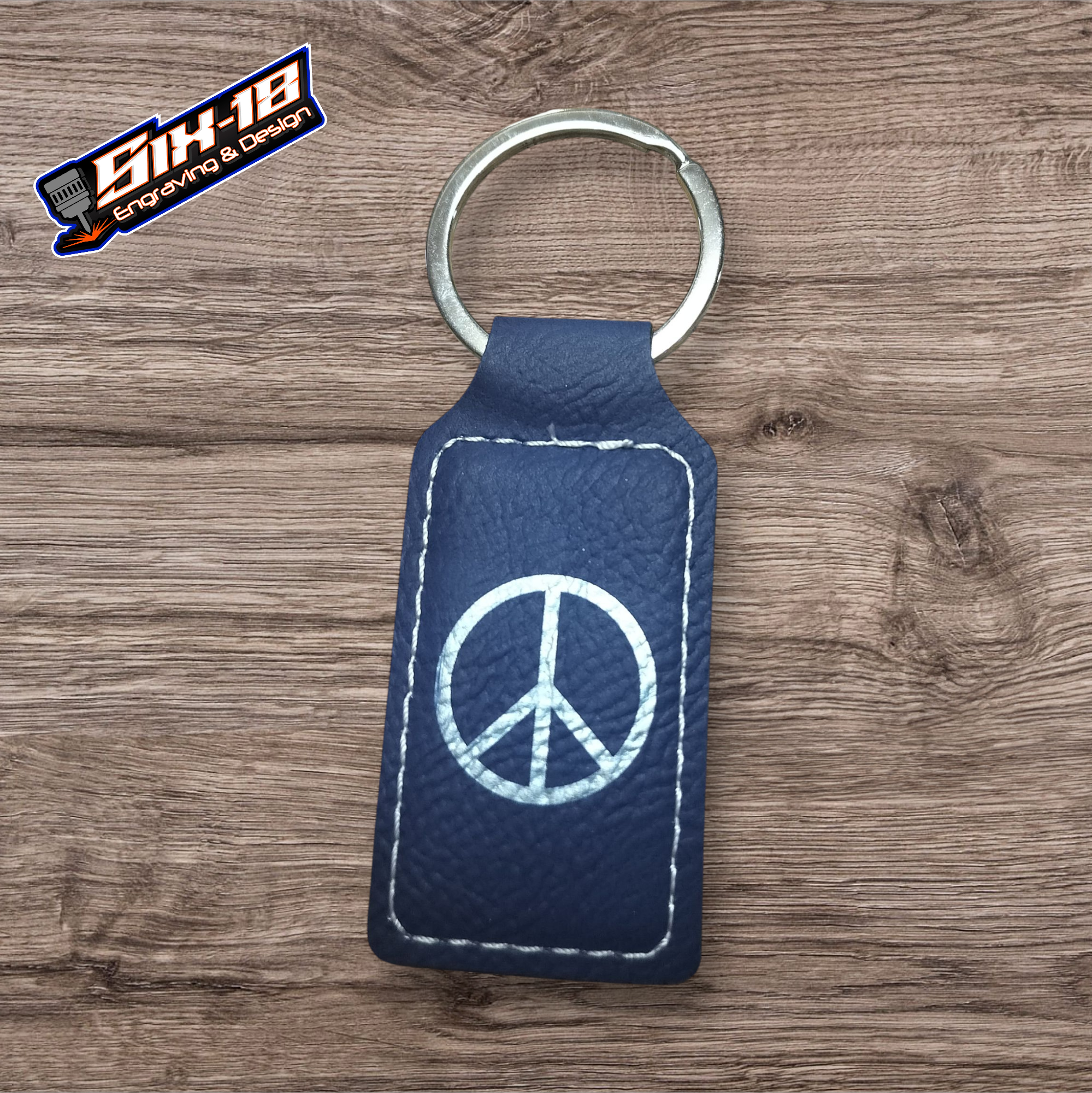Peace Sign Leatherette Keychain