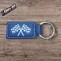 Checkered Flag Leatherette Keychain