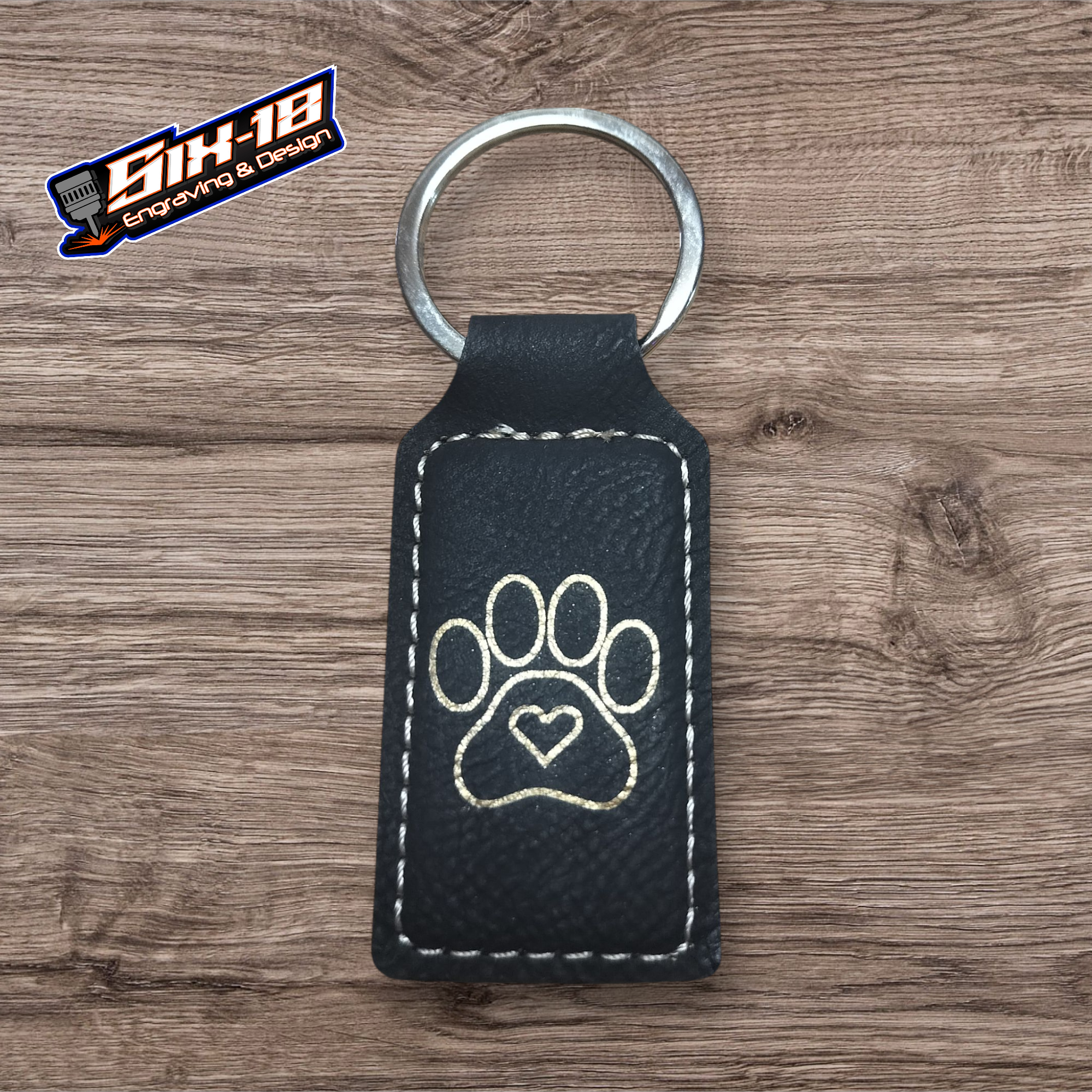 Paw Print Leatherette Keychain