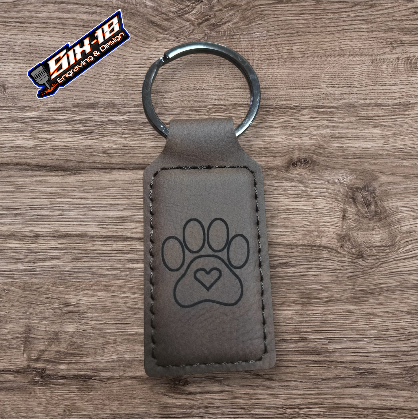 Paw Print Leatherette Keychain