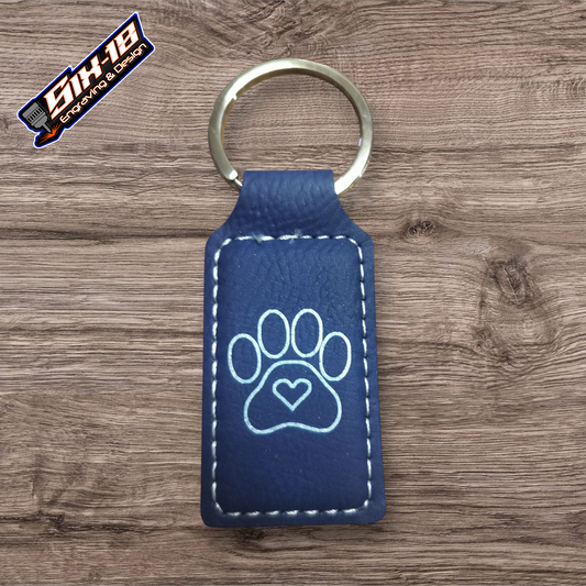Paw Print Leatherette Keychain
