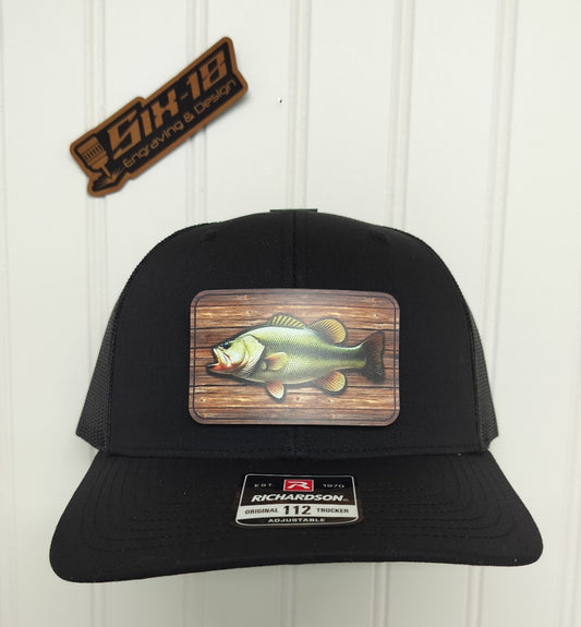 Largemouth Bass UV Printed Leatherette Patch Hat