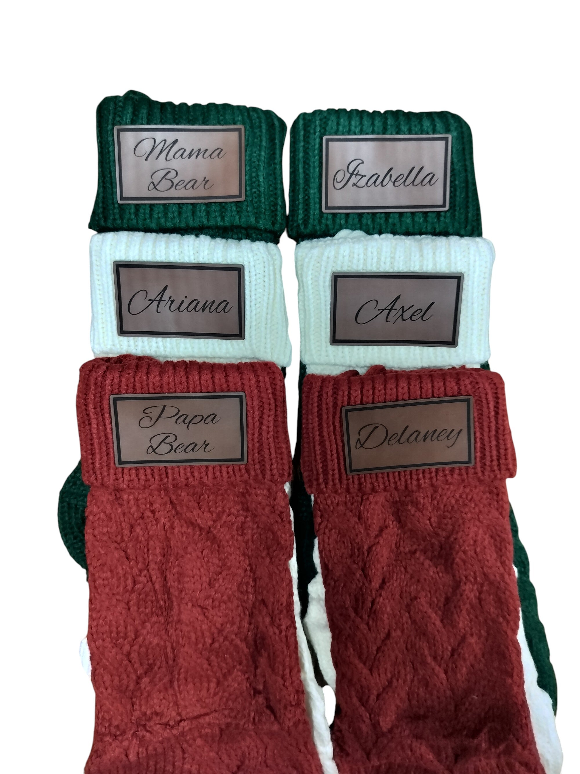 Christmas Knitted Stocking with Leatherette Patch