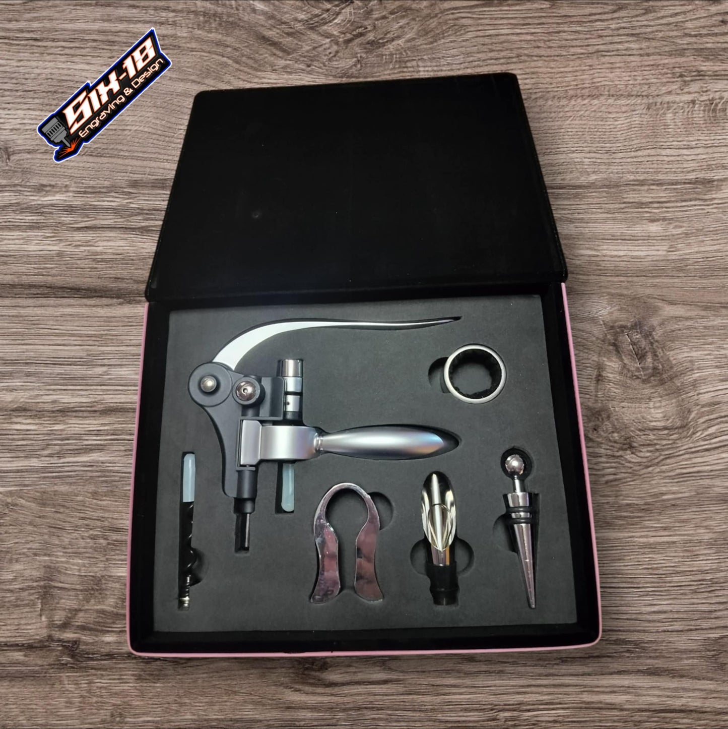 Customizable 5 Piece Leatherette Wine Tool Set