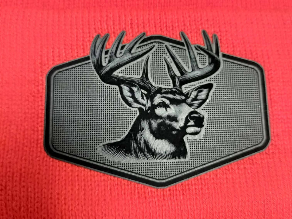 Whitetail Deer Leatherette Patch Beanie