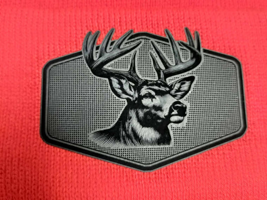 Whitetail Deer Leatherette Patch Beanie