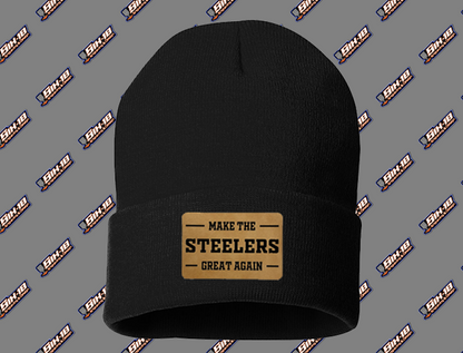 Make The Steelers Great Again Leatherette Patch Beanie