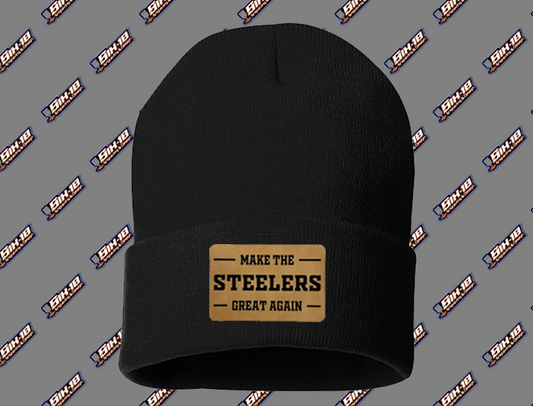 Make The Steelers Great Again Leatherette Patch Beanie