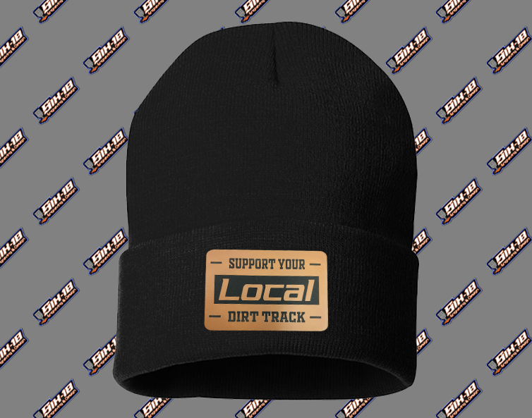 Support Your Local Dirt Track Leatherette Patch Beanie